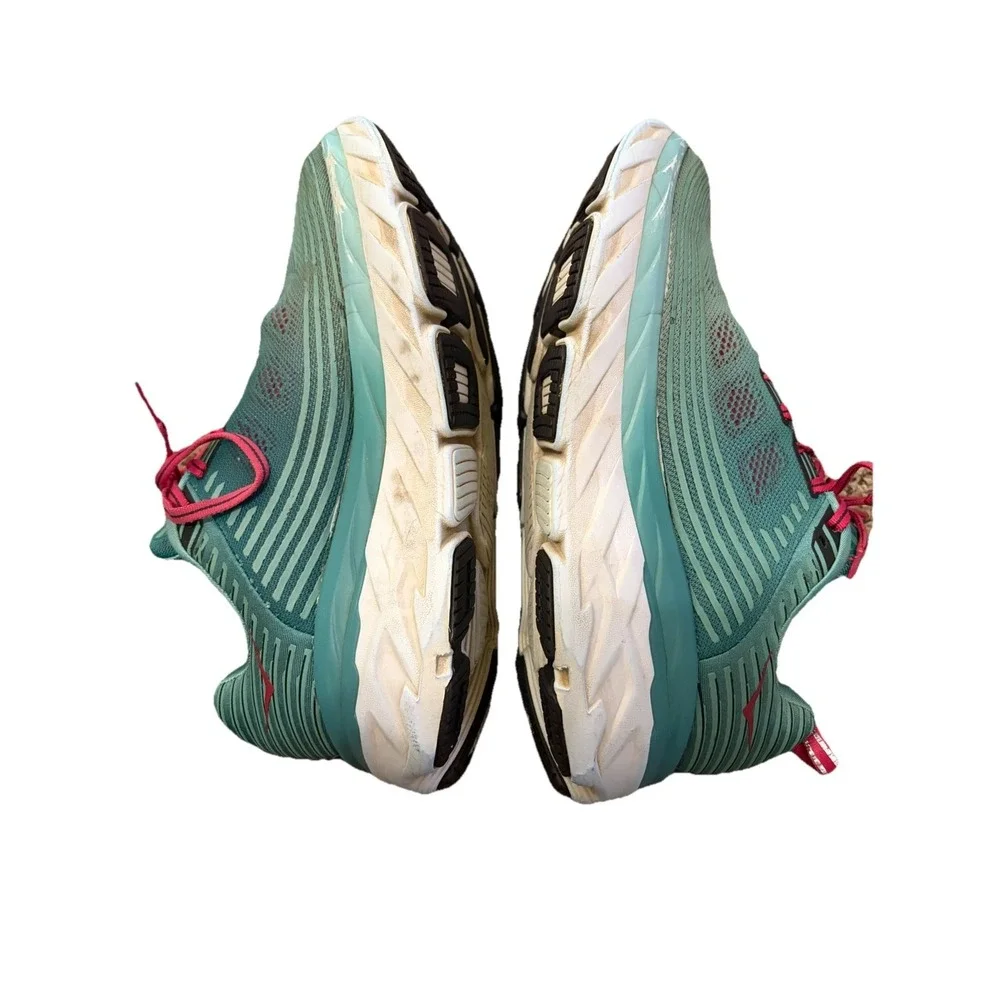 HOKA One One Bondi 6 Running Shoes Teal Pink Womens Size 8 Cushioned